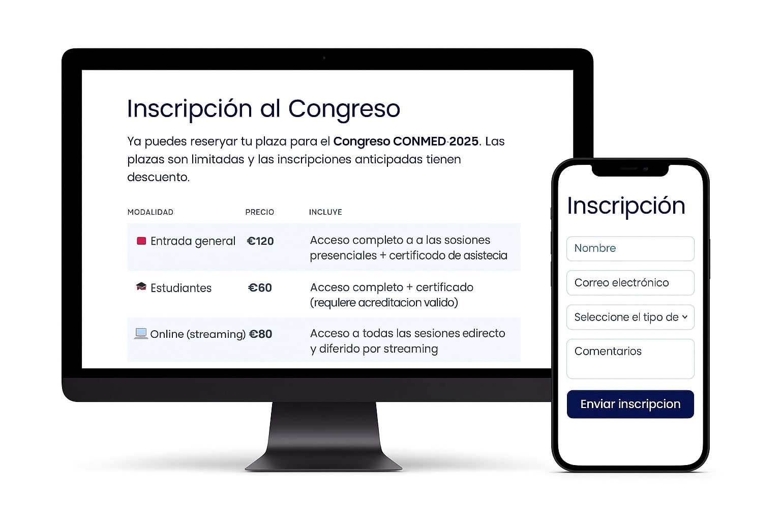 Vista demo inscripción